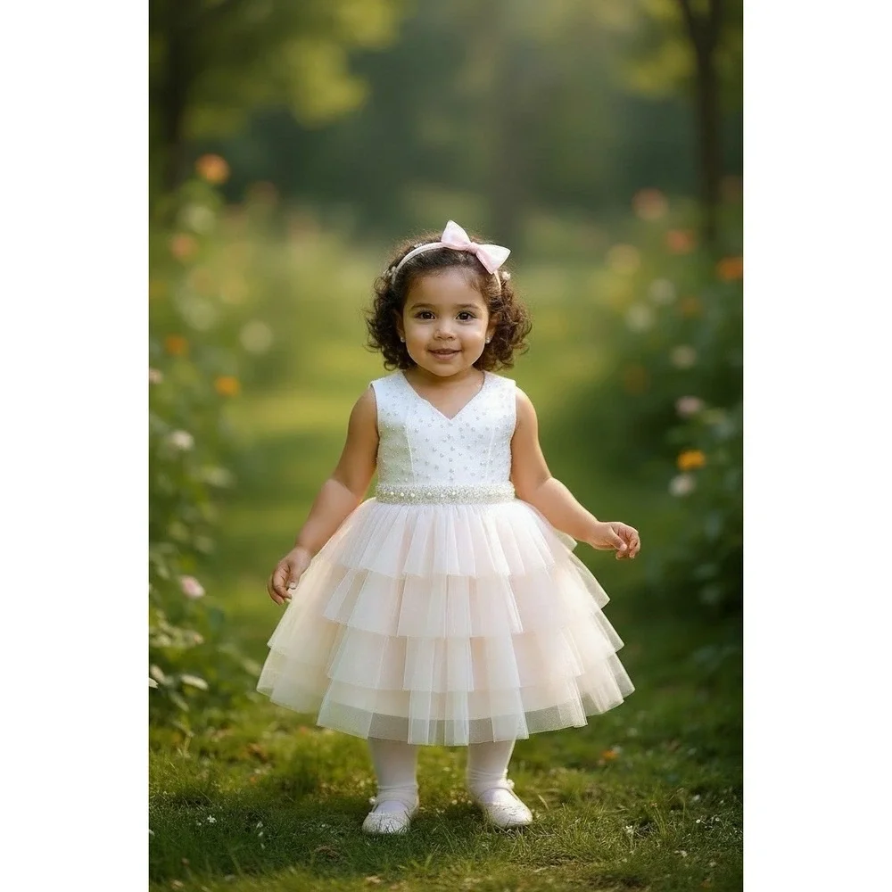 American Princess‎ Baby Girl Dress Pale Pink Pearl Bling Size 18 Months 18m EUC